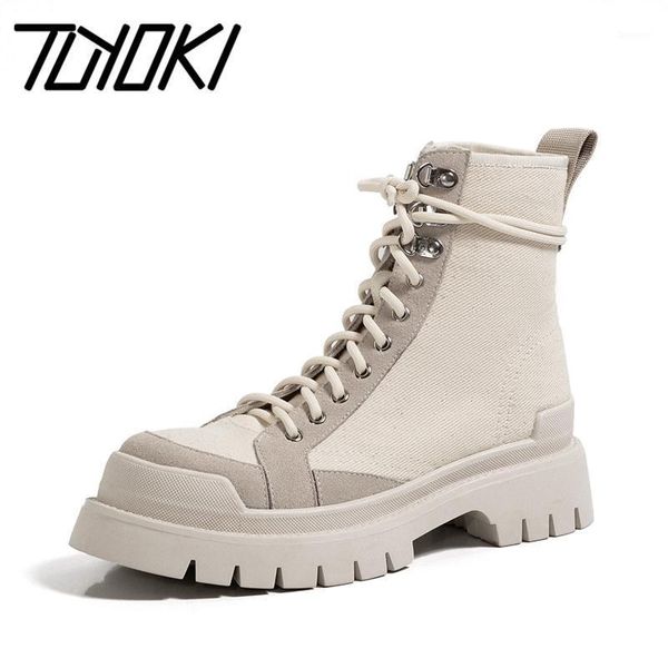 

tuyoki women ankle boots cross strap fashion platform thick heel shoes woman warm winter short boot lady footwear size 34-401, Black