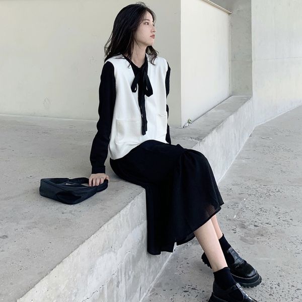 

осень 2020 нового отдыха мода платье износ небольшой dresssmall формального dresswomen игровой ins сетка в красном костюме два кусок набора, Gray