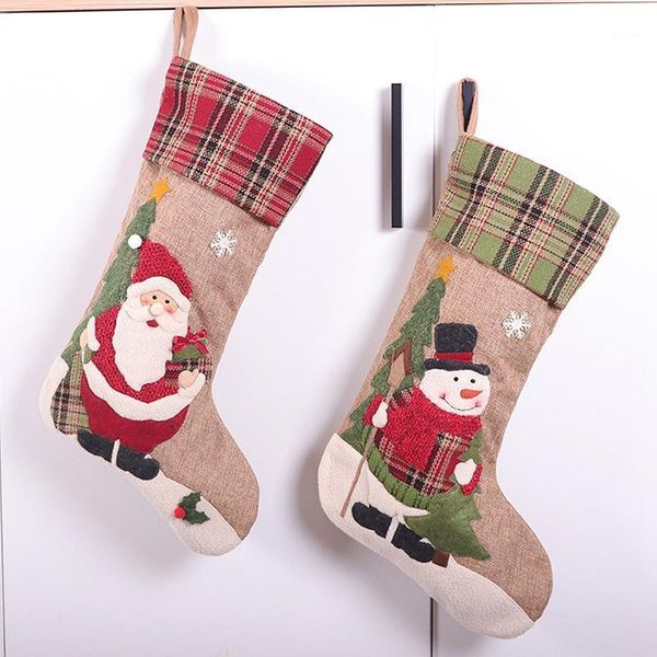 

2 pcs christmas stocking snowman santa stocking 3d xmas stockings gift and treat bag for favors and decorations1