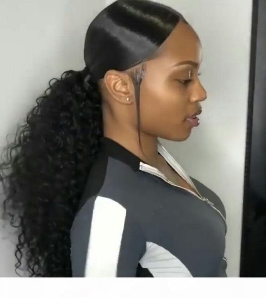 

kinky curly women weave ponytail human hairpiece 10a african ponytail hairstyles human ponytail extension natural black for black women 160g