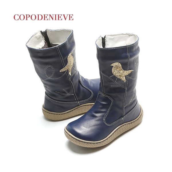 

copodenieve girl boots kids boots high boots genuine leather lj200911, Black;grey