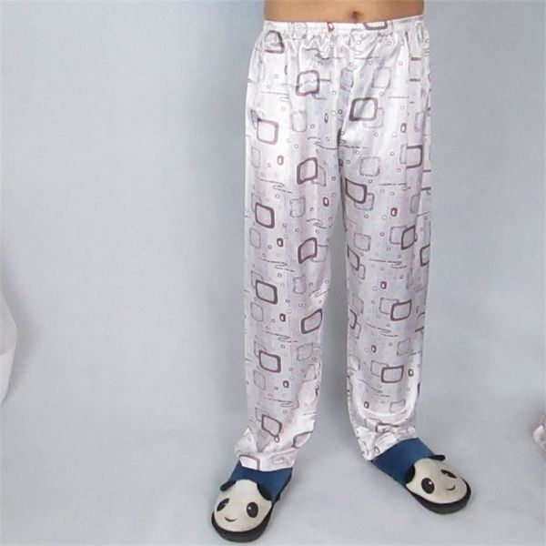 Artı Boyut 3XL uyku Nightwear saten ipek pantolon pant pijama elastik bel pantolon ev rahat dip sevgili kadın erkek çift salonu seksi 201109