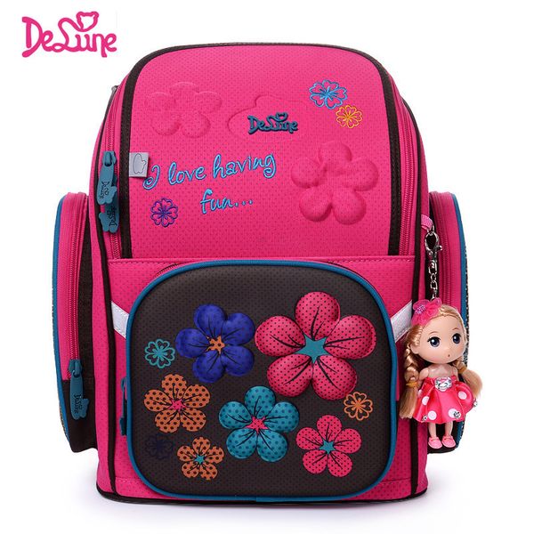 

delune flowers pattern children backpack orthopedic school bags grade 1-5 students floral kids school satchel mochila infantil y200706