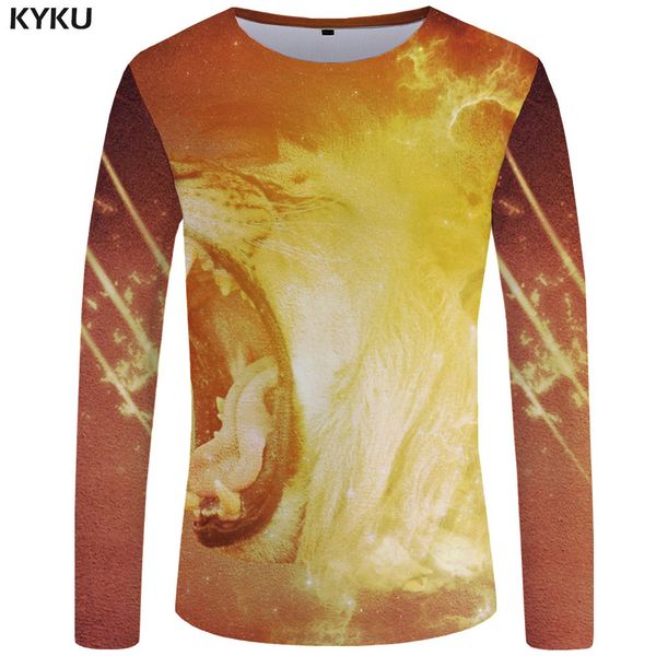 

lion long black animal angry punk rock 3d print shirts graphic anime oversized men clothing