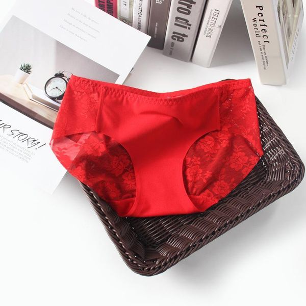 

women's panties summer ladies underwear hollow transparent lace briefs mid-waist seamless women's bragas mujer majtki damskie 2021, Black;pink