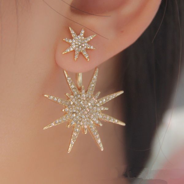 

2023 christmas gift fashion personality snowflake dangle earrings for women rhinestone protector six-pointed star earring, Silver