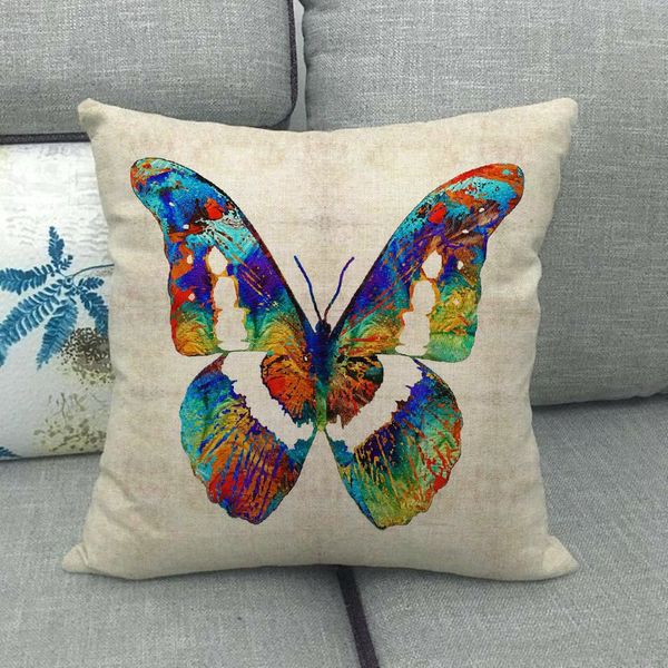 

lovely butterfly printed cushion covers home decorative pillows cases 45x45cm linen seat back bedding decor pillowcase vtky2080