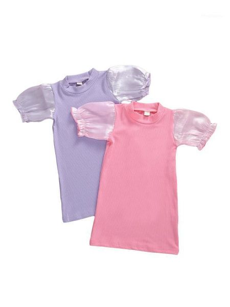 

girl's dresses 1-6 years toddler kids baby princess puff sleeve knitted dress casual party one-pieces summer1, Red;yellow