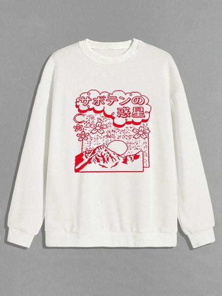 

romwe guys letter graphic sweatshirt l7vo#, Black