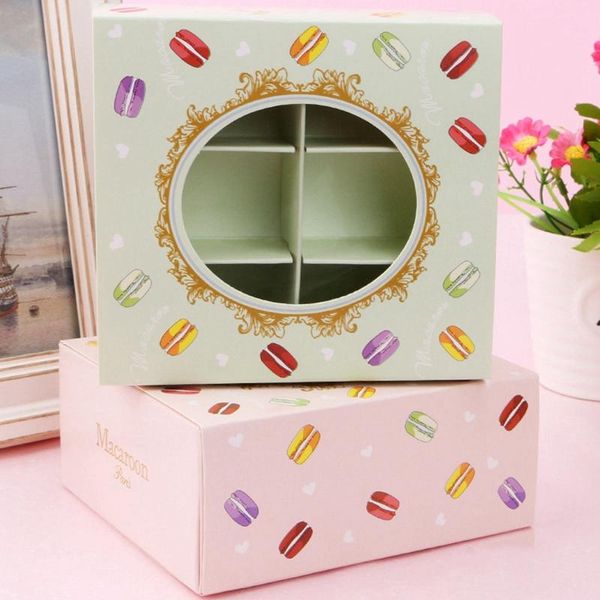 

20pcs macarons box with transparent window dessert macarons pastry packaging boxes event party supplies dec