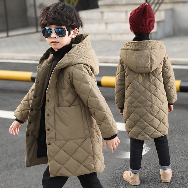 

boy's with down and thick coat cotton padded jacket for children's foreign style winter wear, Blue;gray
