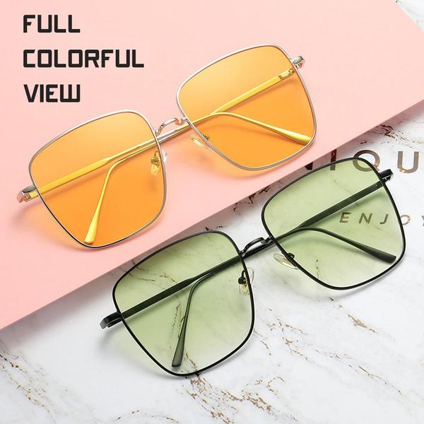 

sunglasses iboode women vintage oversized glasses square shades metal frame womens eyewear ocean lens, White;black