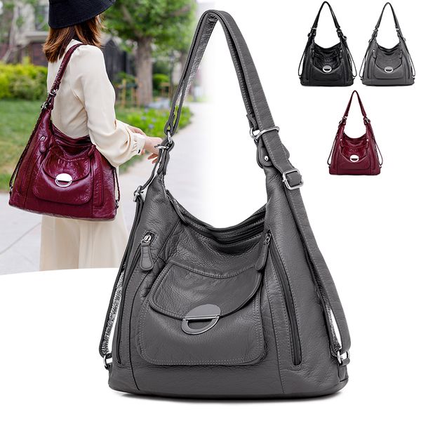 

women shoulder bag luxury pu leather soft female bag ladies women's handbags 2020 big hobos women's tote handbag messenger