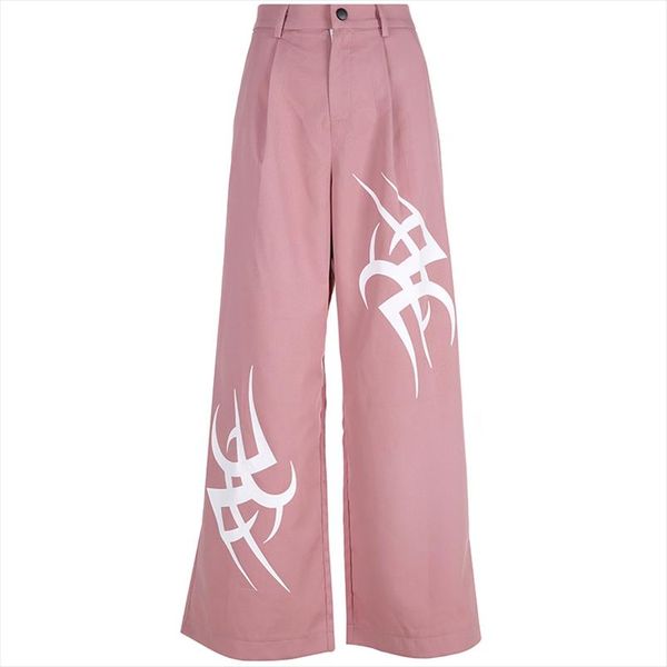 

summer high waist wide leg pants women black printed casual punk sweatpants streetwear drop shipping good quality, Black;white