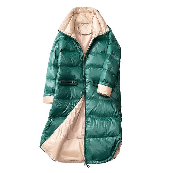 

2020 new winter coat women white duck down jacket loose down coat female long down parkas warm waterproof snow overcoat, Black