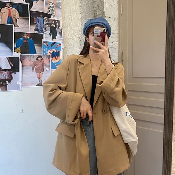 

goohojio 2021 new fashion autumn women jackets work office lady suit slim business female blazer coat solid color blazers women, White;black