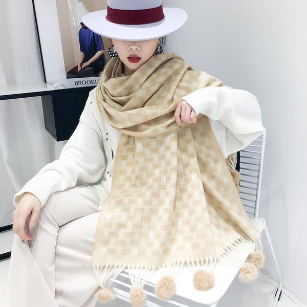 

scarves warm scarf long bib autumn and winter imitation cashmere shawl echarpe femme thick fashion ladies scarfs blanket 2021, Blue;gray