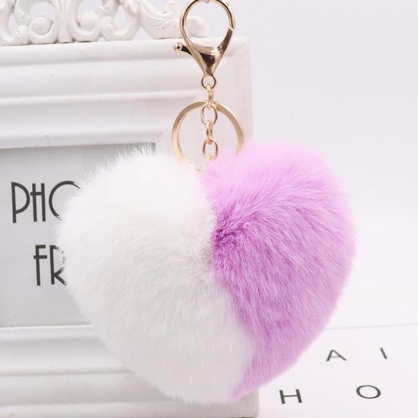 

love heart pompom ball plush toy with keychain for women purse bag charm pendant pom pom ro bbyktr