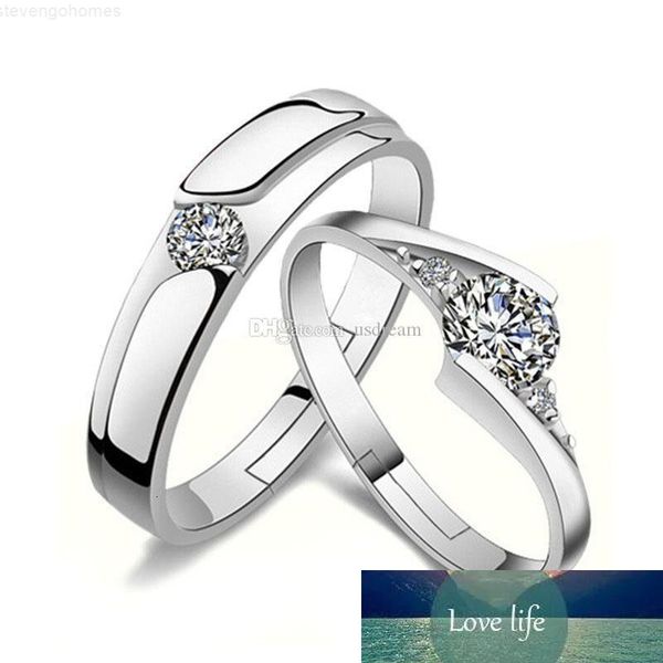 

adjustable silver diamond cubic zirconia ring open couple engagement wedding rings for women men fashion jewelry will an, Golden;silver