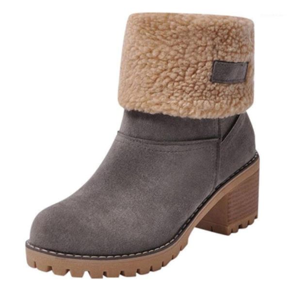 

boots women's mid tube foldable ankle snow winter warm thickened booties heels cotton shoes 1, Black