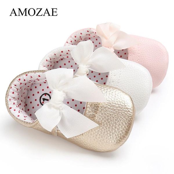 

newborn baby shoes rubber bottom baby shoes soft soles pu leather infant toddler girl big bow princess first walkers