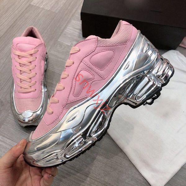 

2021 men shoes sneaekers raf simons oversized sneaker ozweego womens shoes in metallic silver sole rs sport trainersss shoes, Black