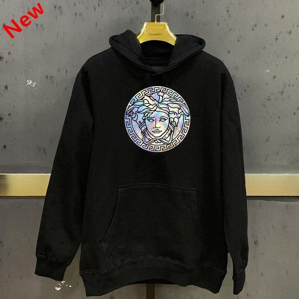

versaÃ§e 20ss new autumn and winter high-necked hoodie sweater men women's head slim sweater-sleeved hoodies hollywood, Black