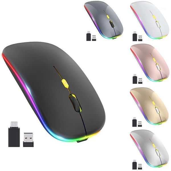 

mice [upgrade] led wireless mouse, mobile optical office mouse with usb & type-c receiver, for lap1