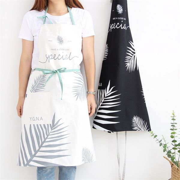 Nordic Wind Erwachsene Dame Männer Einstellbare Baumwolle Hochwertige Kochen Küche Schürze Für Frauen Backen Restaurant Pinafore Lätzchen Großhandel Y200103