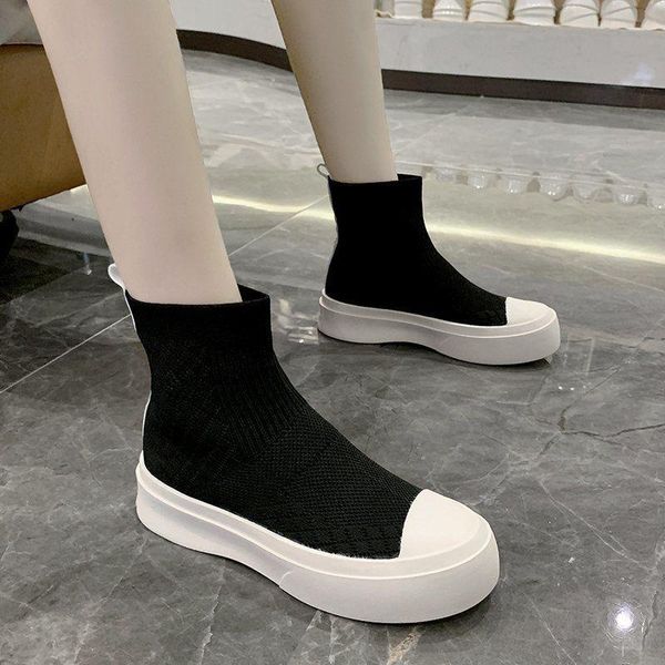 

dropshipping 2020 ankle boots for women wedges winter boots women casual ladies flats designer, Black