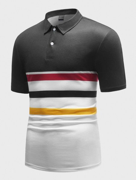 

men block striped polo shirt 19pe#, White;black