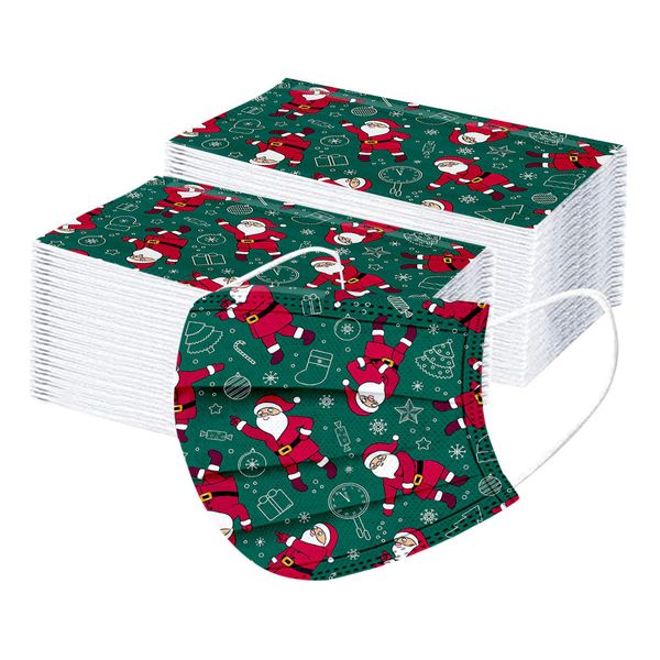 

new masks 10/100 print pcs christmas disposable kids protective mask cover breathable mouth caps face shield