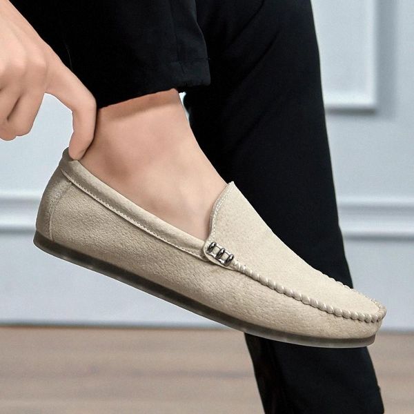 

Leather Vintage Genuine Leather Soft Loafers for Men outdoor fashion breathable Slip On Moccasins Boat Flats Shoes big size 48 #mG7Y