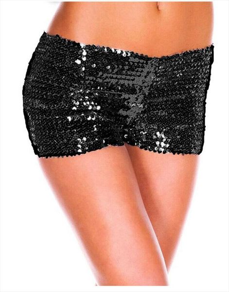 

fashion women ladies summer sequin shiny shorts bling mini stretch dance clubwear high waist shorts black gold green silver, White;black