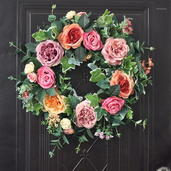 

wedding decoration rattan wreath metal hoop wreath decor floral hoop christmas easter decor for home hanging artificial flower1