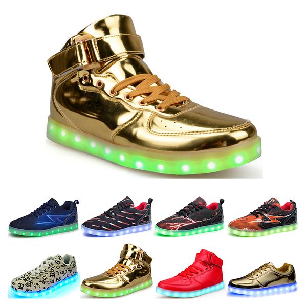 

casual luminous shoes mens womens big size 36-46 eur fashion breathable comfortable black white green red pink bule orange two 17