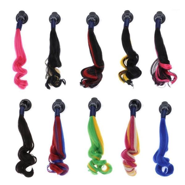 

30cm gradient helmet braids ponytail motorcycle helmet pigtails curly hair1