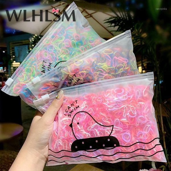 

wlhlsm 1000pcs/pack girls colorful small disposable rubber bands gum for ponytail holder elastic hair bands hair accessories1, Slivery;white