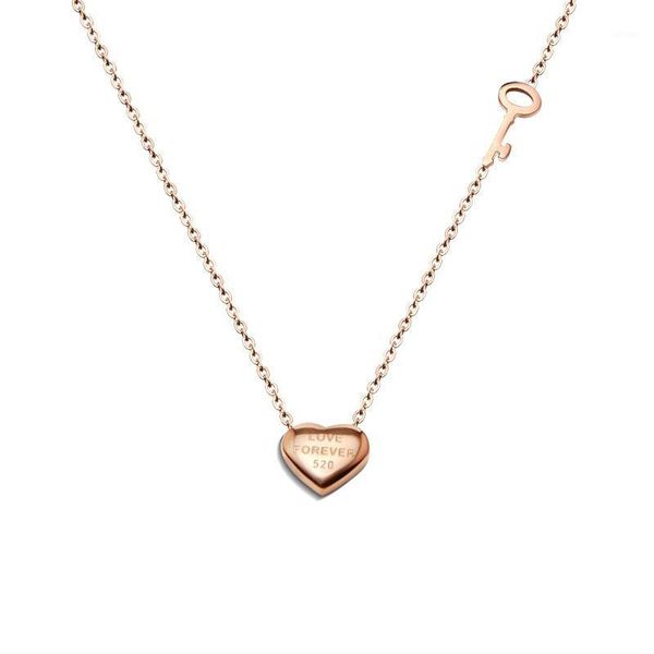 

316l stainless steel clavicle necklaces for women wholesale jewelry fashion love key heart chain necklace 2020, Golden;silver