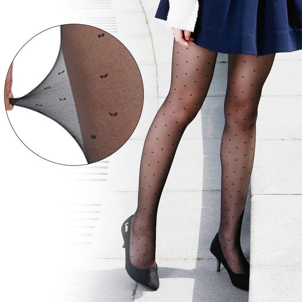 

lady bar party collocation tights vintage pantyhose female hosiery dot silk stockings, Black;white