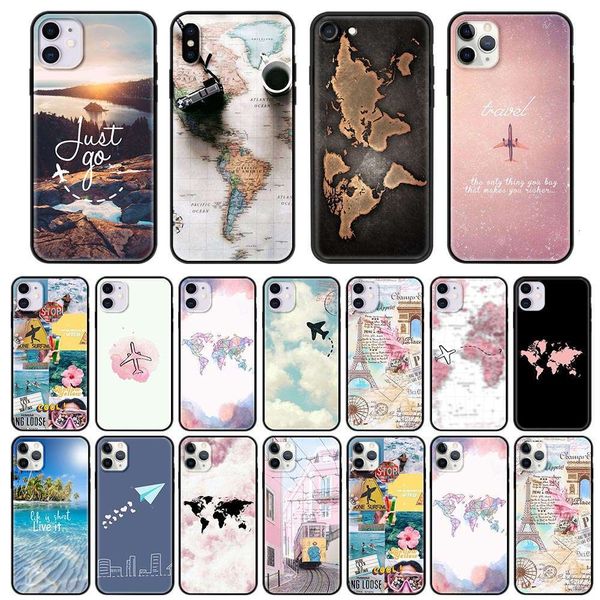 

sewqmobile phone tpu soft cover, travel cover with world map, suitable for vip 12, mini, 11 pro, 8, xr, x, xs, max, 6, 6s, 7, 8 plusvtrvgt