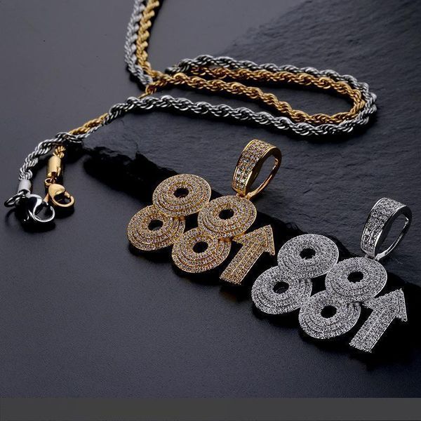 

new mens hip hop iced out gold pendant necklace 88 rising pendant necklace fashion necklace jewelry, Silver