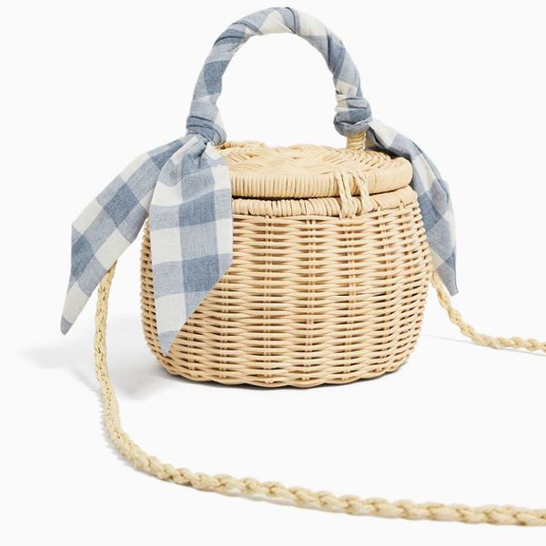 

women bucket handbag scarves straw beach tote bag with cover wicker mini basket shoulder crossbody bags