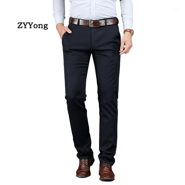 

new business suit pants for men stretch solid silk long dress baggy comfortable meeting office black blue trousers size 29-401
