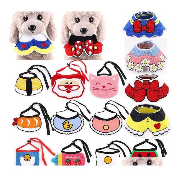 

colorful pet cat dog bibs bandanas durable dogs scarf collar adjustable pet cute neckerchief scarf cute saliva towel for cats dog klqdz
