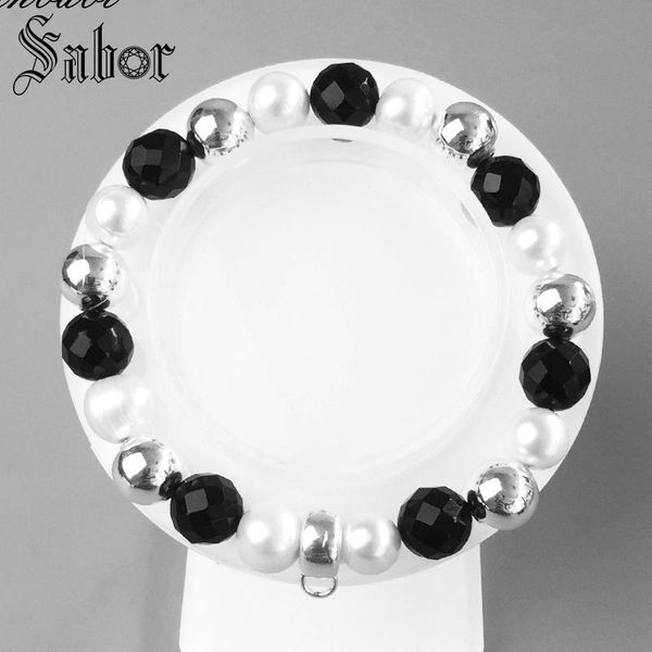

mens charm bracelet white grey silver color freshwater pearl charm carrier for women romantic gift bracelet jewellery, Golden;silver