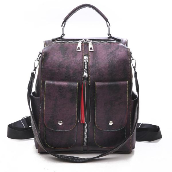 

pu bag solid color three-dimensional bag women backpack
