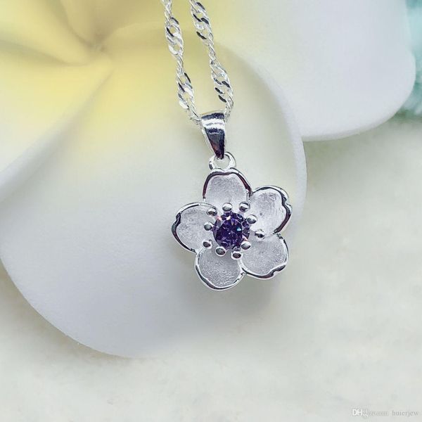 

pretty flower necklaces women statement 925 sterling silver jewelry plated silver jewelry imitation diamond necklace