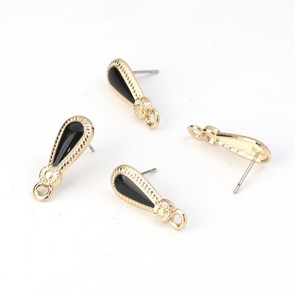 

doreenbeads zinc based alloy ear post stud earrings findings drop gold pink enamel w 21x 8mm post/ wire size (21 gauge) 10pcs