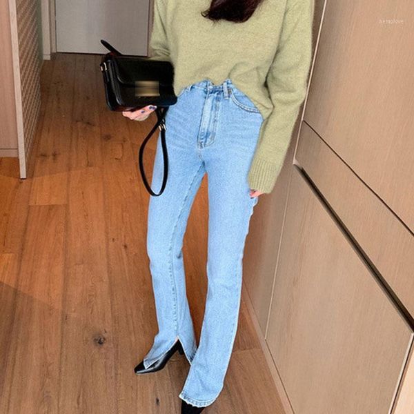 

vintage flare jeans blue high waist button floor-length women denim jeans fashion female denim pant 2020 spring1